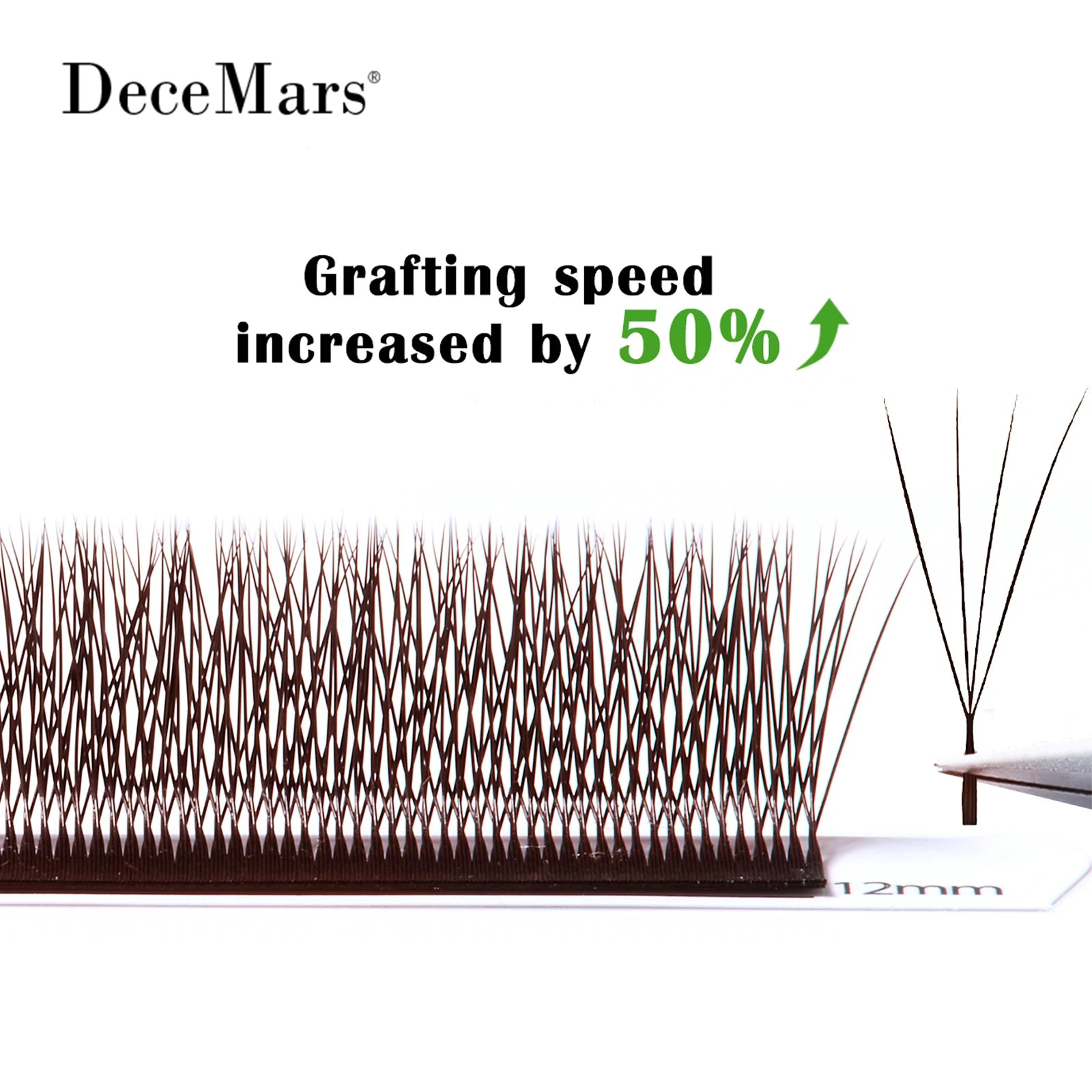 DeceMars V-Shaped 4D Brown Eyelash Extensions | 12 Rows Tray additional angle