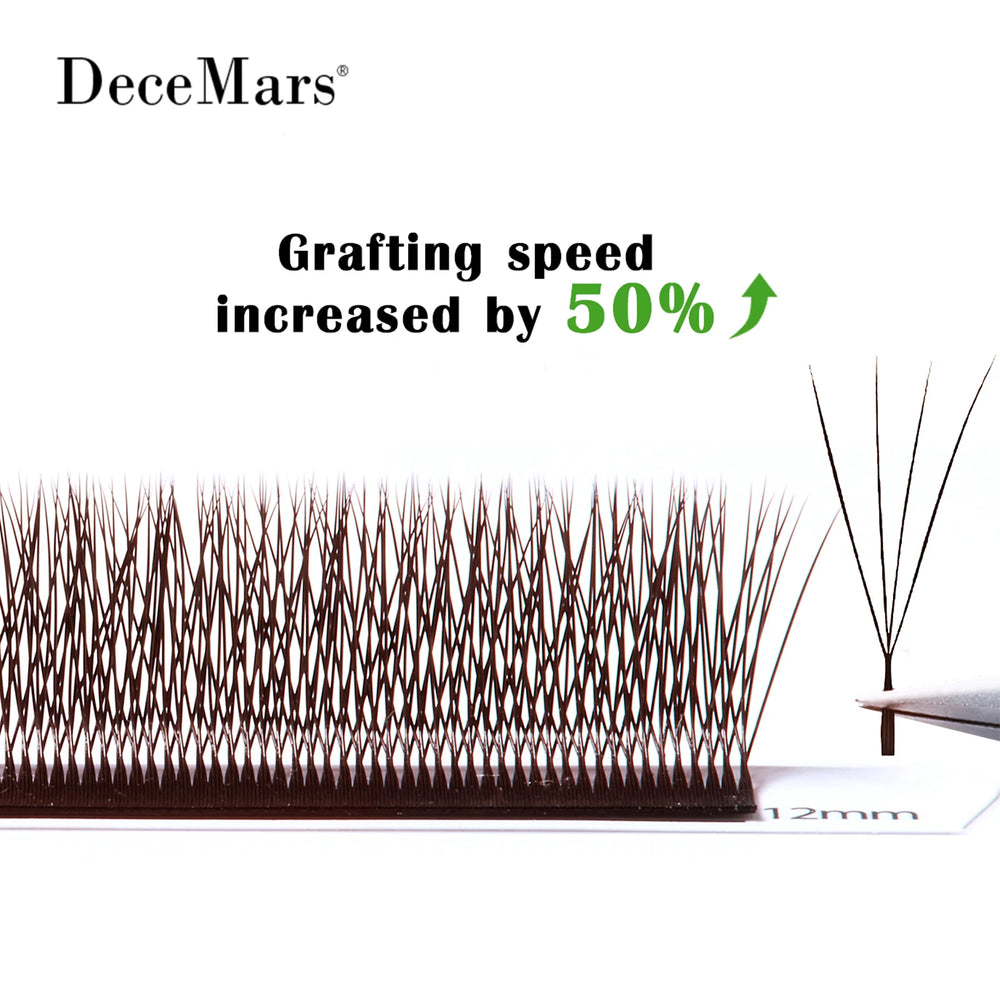 DeceMars V-Shaped 4D Brown Eyelash Extensions | 12 Rows Tray additional angle