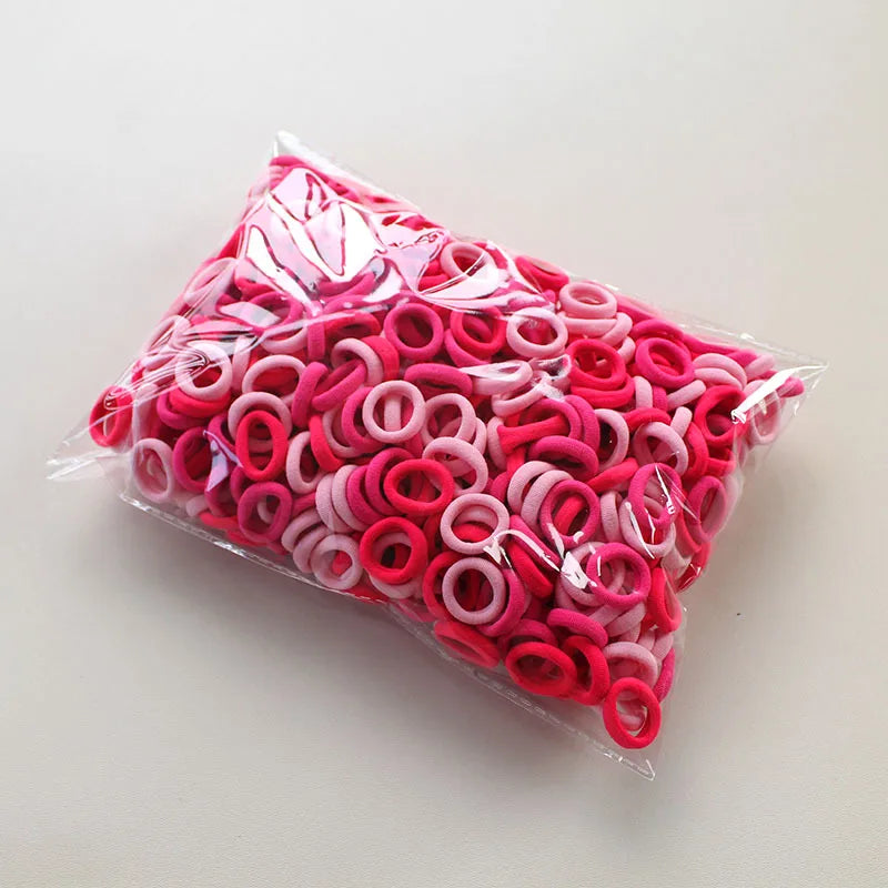 100/300/500Pcs Hair Bands for Children Colorful Nylon Scrunchie Hair Ties Rubber Ba additional angle