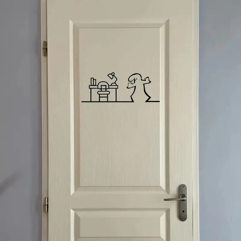 La Linea Minimalist Line Art Stickers | Modern Home Decor Door Decal lifestyle view