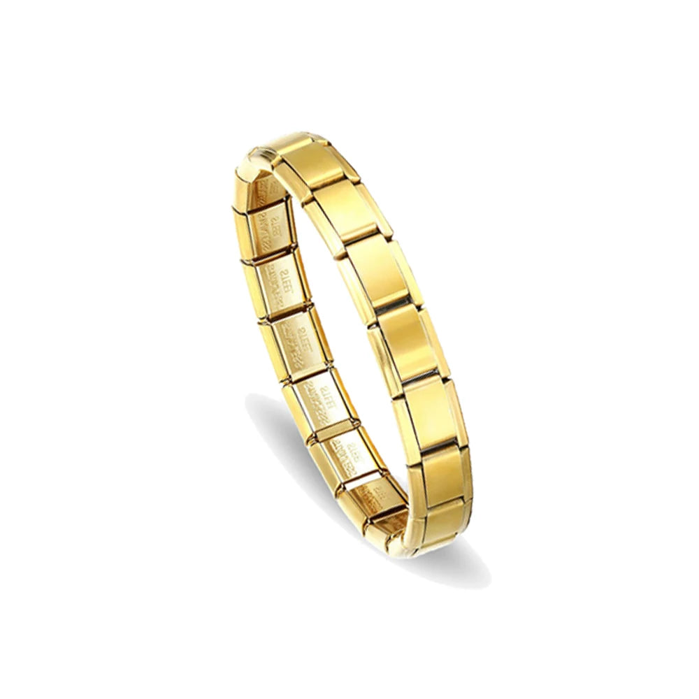 Unisex Minimalist Italian Modular Bracelet Stainless Steel Square Elastic Spliced Tit lifestyle view