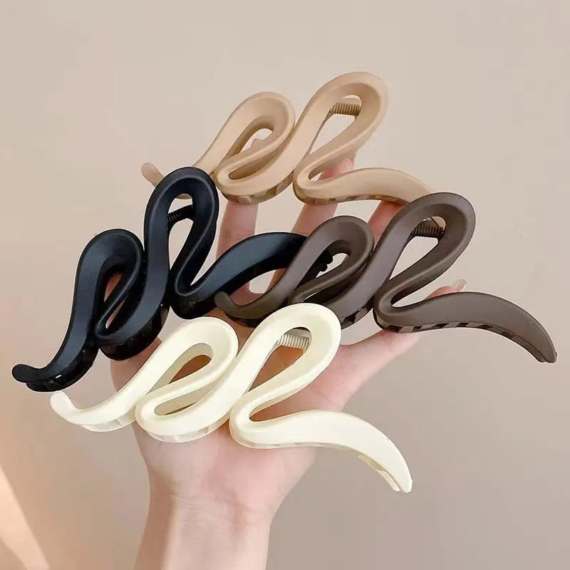 13cm Acrylic Hair Clips For Women Hairpin Matte Wave Hair Claw Clip Hair Accessories Girls Headwear 4 Colors New