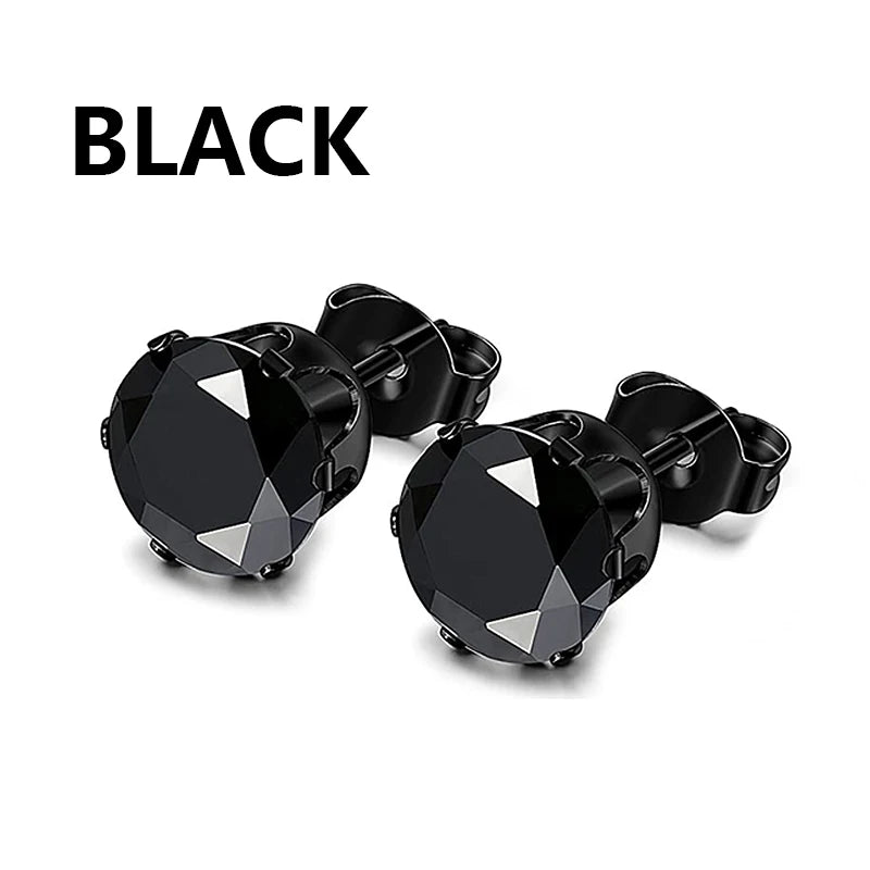1 /11 Pairs Punk Stainless Steel Stud Earrings Black Earrings Set For Men Women Vin additional angle