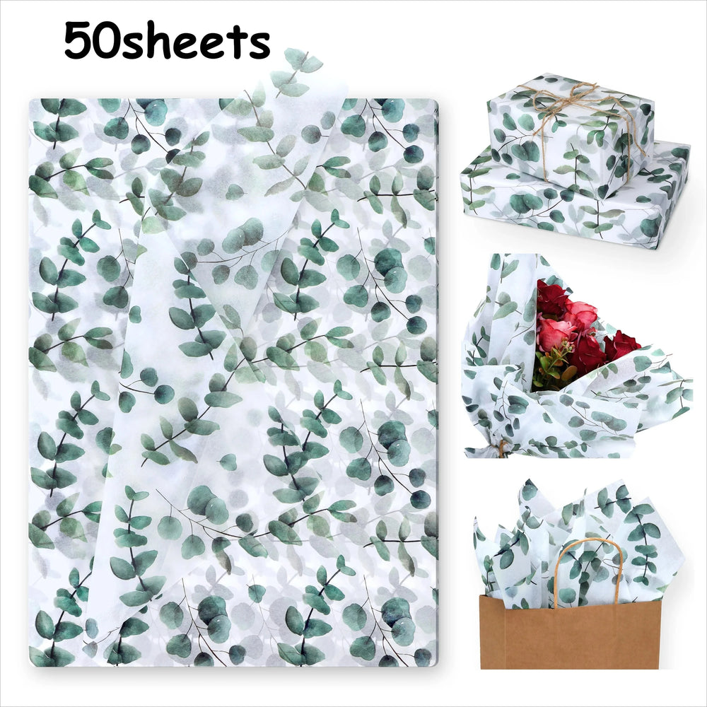 50/20sheets Eucalyptus & Snow Pear Tissue Paper - For Christmas Wrapping Paper Gift Wrap detail view