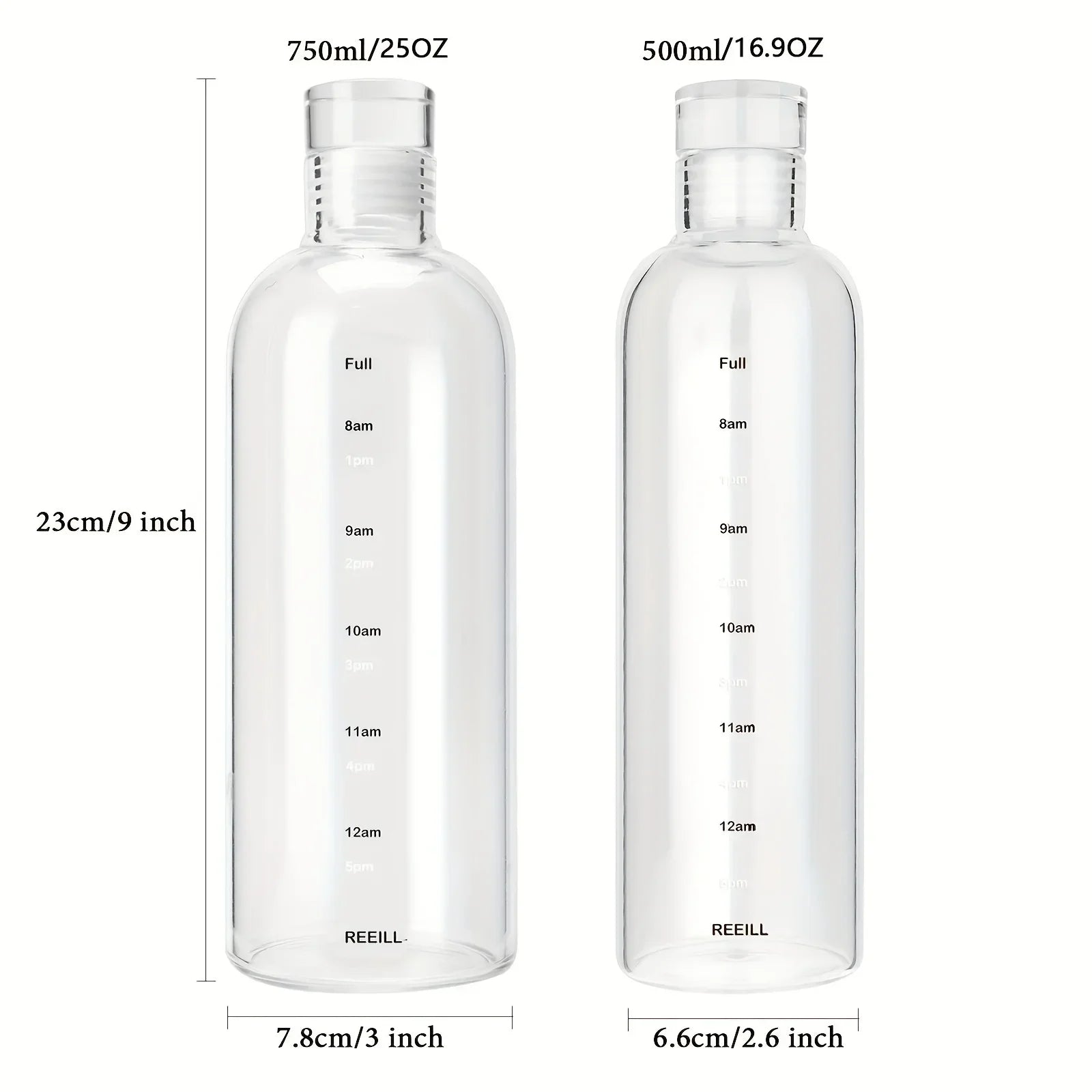 500/750ml Transparent Plastic Water Bottle Time Marker Creative Large Capacity Leak additional angle