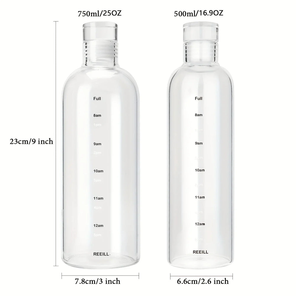 500/750ml Transparent Plastic Water Bottle Time Marker Creative Large Capacity Leak additional angle