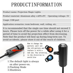 Moon Projection Lamp | Romantic USB Night Light for Bedroom Atmosphere close-up view