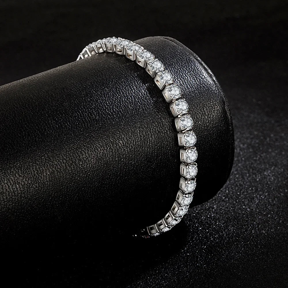 S925 Sterling Silver Tennis Bracelet with Zirconia | 4mm Fashion Wedding Jewelry alternate view