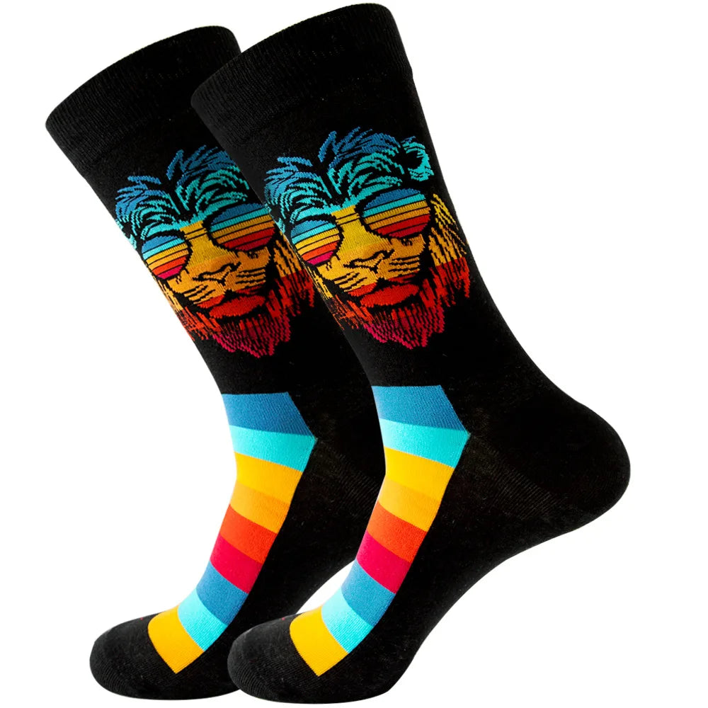 New Happy Mens Socks Women Novelty Cartoon Sock Combed Cotton Funny Men's Big Size Cr alternate view