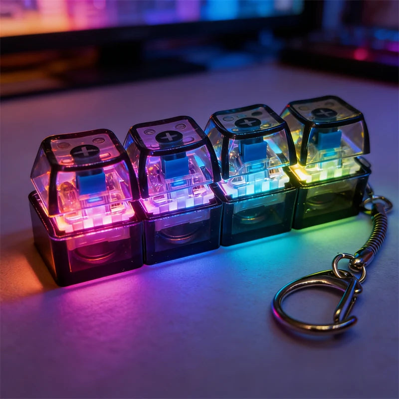 LED Light-Up Keychain Keyboard Clickable Button Fidget Toy for Stress Anxiety Relief lifestyle view