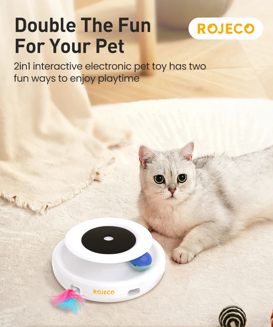 Automatic Feather Teaser and Fun Ball Interactive Toy