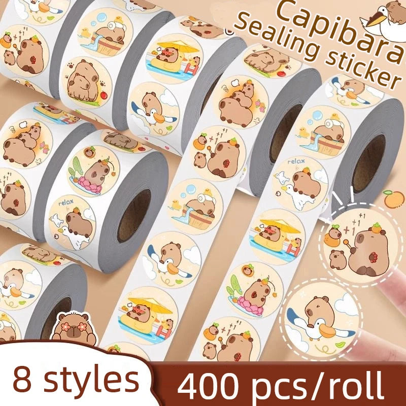 400pcs Cute Capybara Stickers | DIY Scrapbook and Reward Seal Set