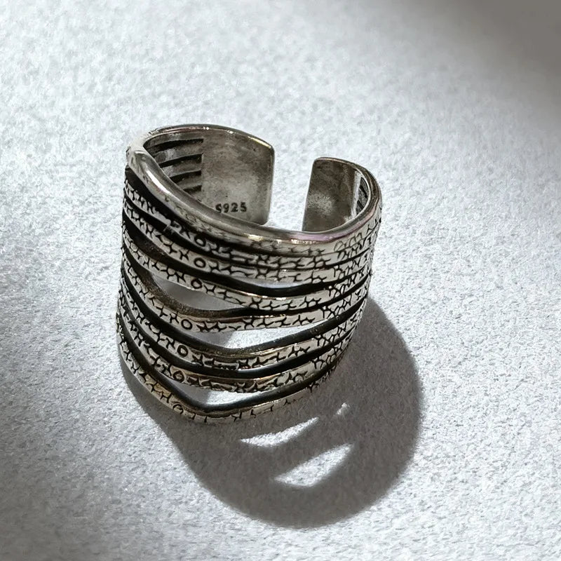 Sam Panda 925 Sterling Silver Rings For Women Men Fine Jewelry Finger Adjustable Open close-up view