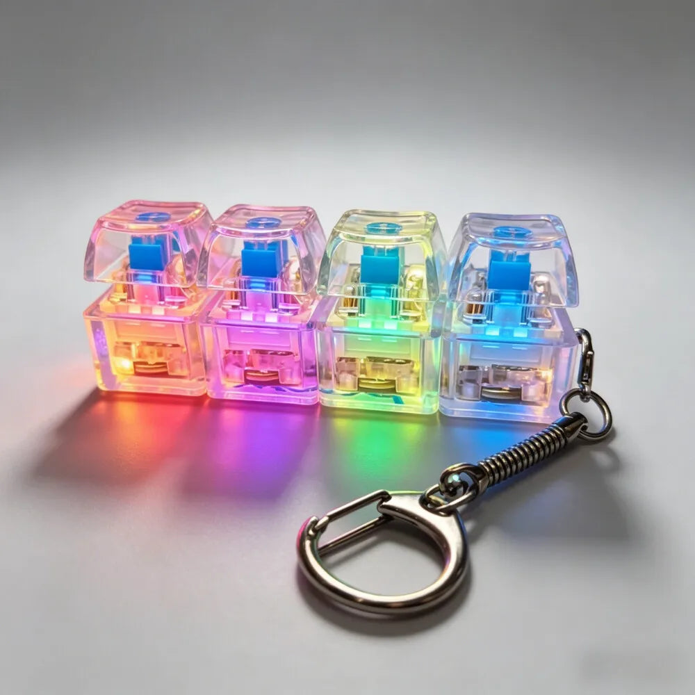 LED Keyboard Keychain Fidget Toys Crystal Clicker Sensory Toy for Stress Relief Keybo alternate view