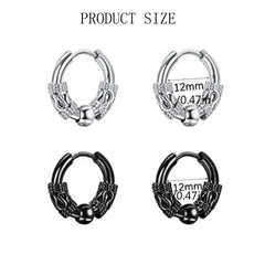 2/4pcs Punk Stainless Steel Round Circle Totem Hoop Earrings,Hip Hop Male Ear Piercing J detail view