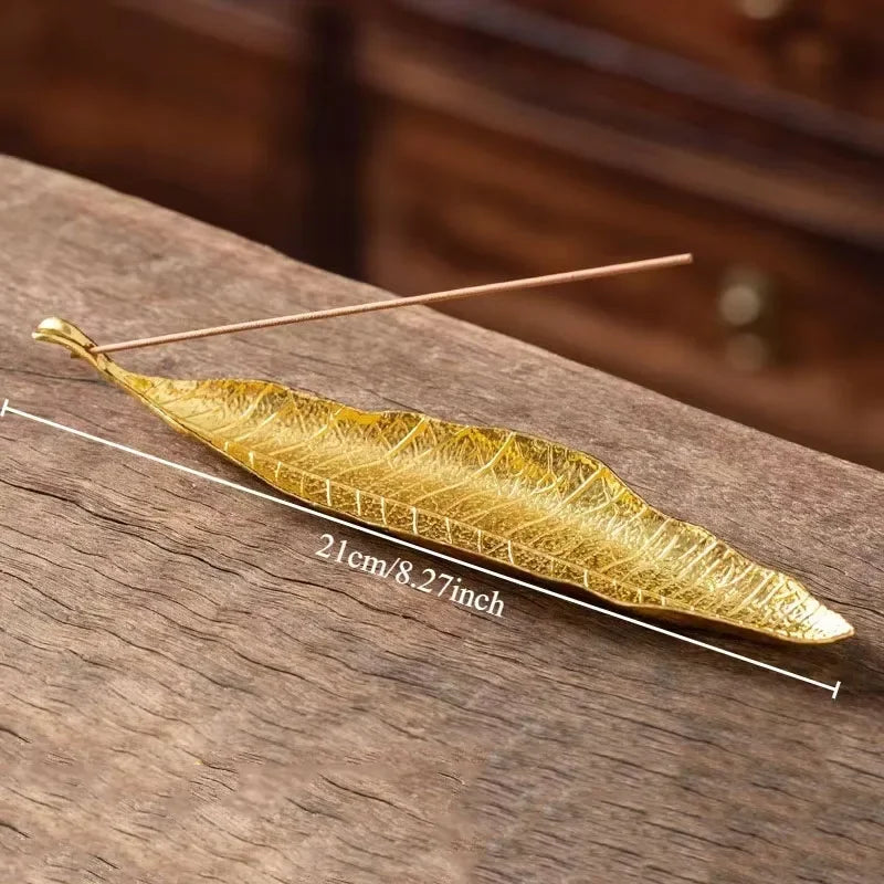 Incense Holder Ash Catcher | Long Leaf Design for Meditation and Home Decor detail view