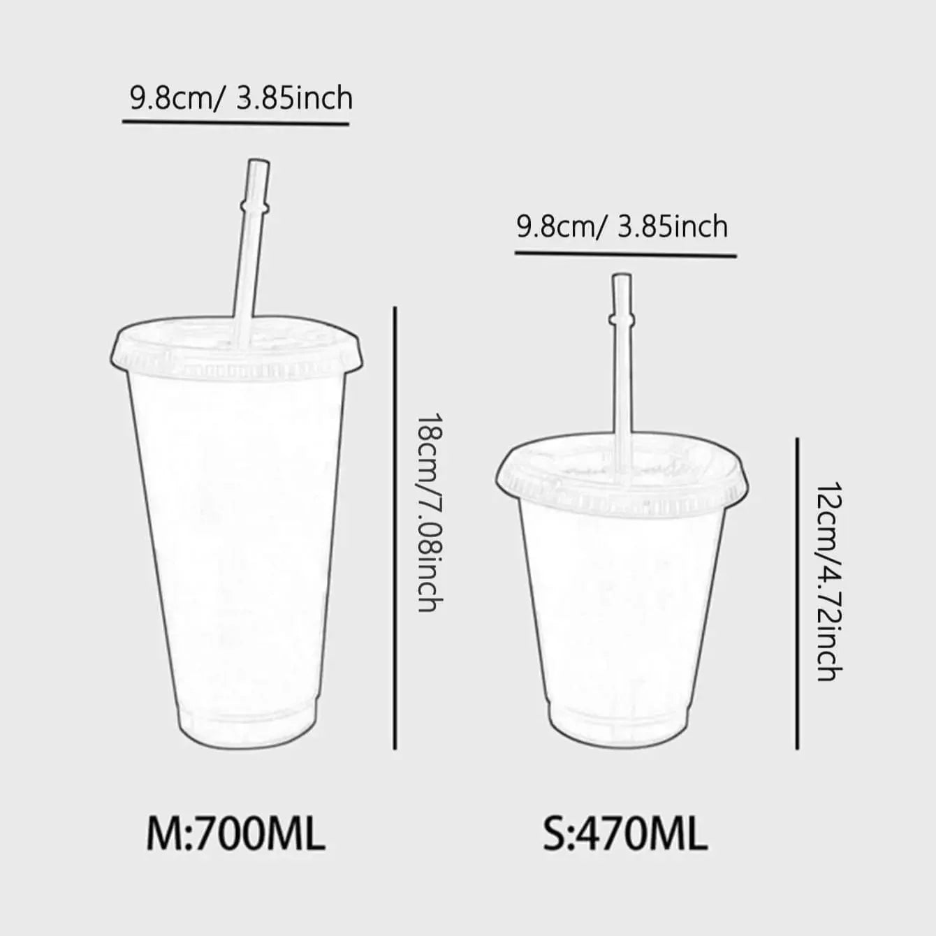 1pc-480ml/700ml Cute Water Bottle Summer Coffee Cup Plastic Straw Cup Large Capacit additional angle