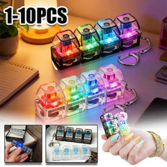 1-10pcs Light Up Keyboard Key Keychain Stress Relief Fidget Toy Clickable Button with LED Light