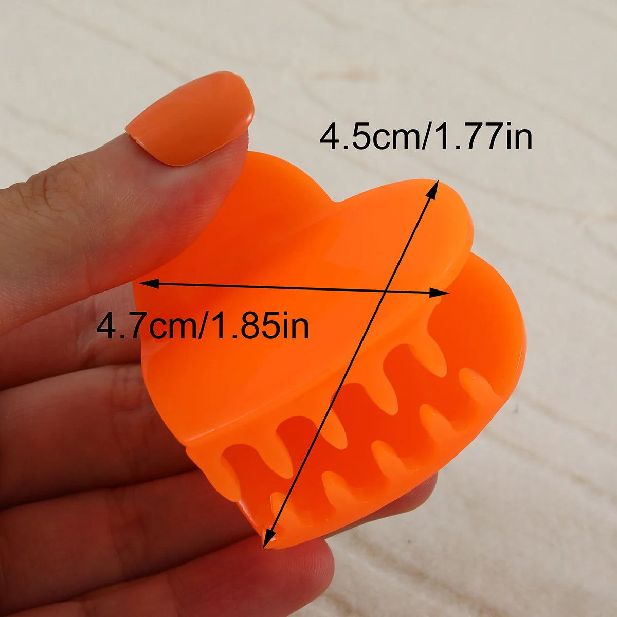 neon oragne heart basic hair claw clip