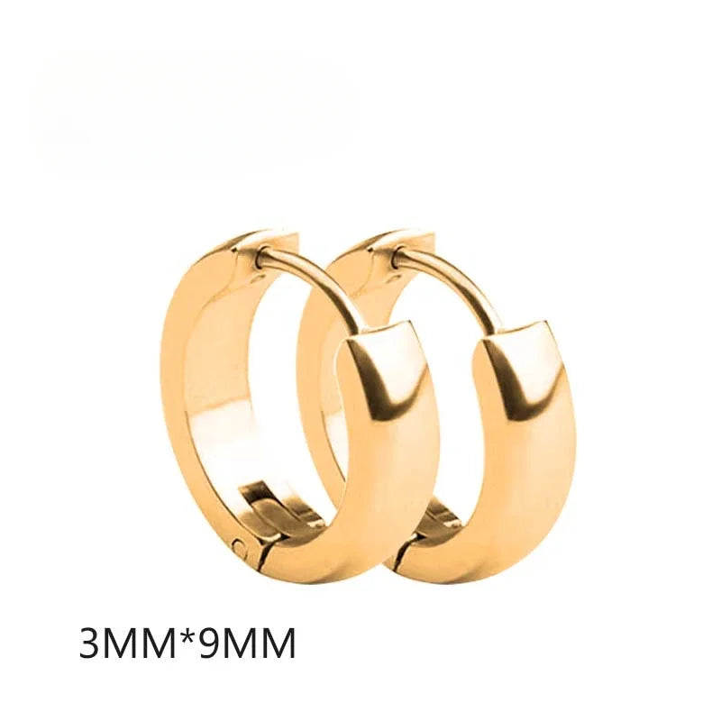 Unisex Punk Black Stainless Steel Hoop Earrings | Gothic Fake Earring Set alternate view
