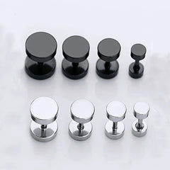 1 Pair Punk Men's Stud Earrings Barbell Punk Gothic Stainless Steel Ear Studs for Women detail view