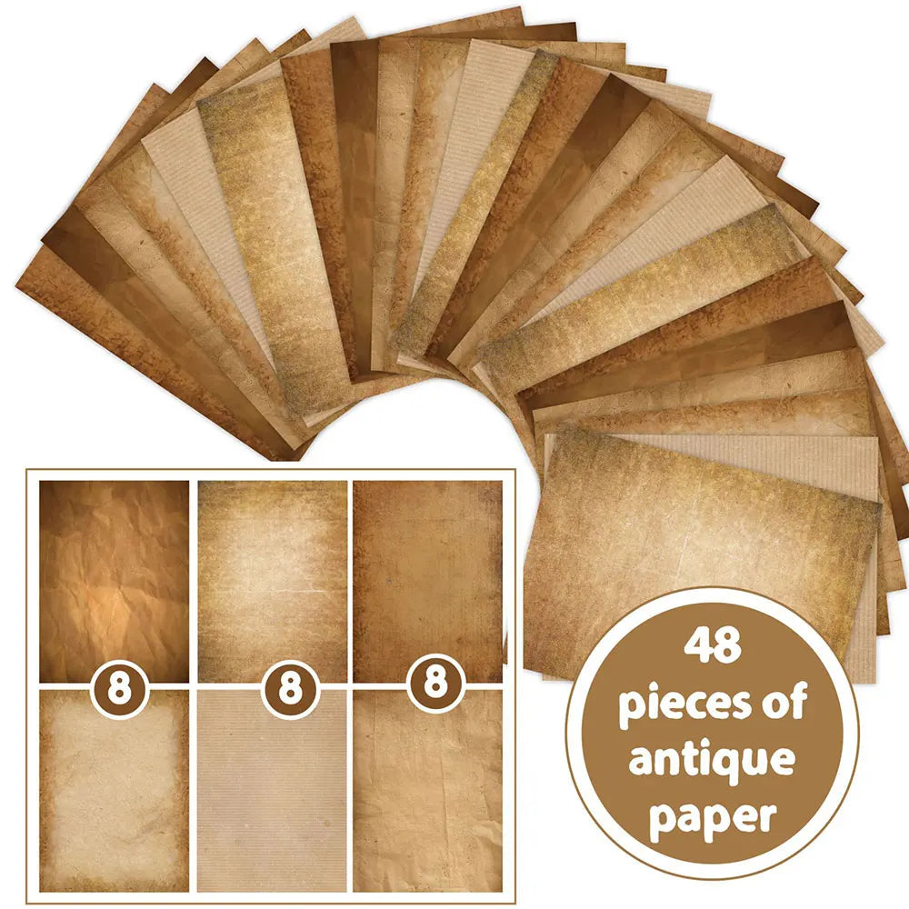 48 Sheets Vintage Scrapbook Paper Set | A4 Retro Junk Journal Collage Supplies alternate view