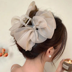 Mesh Bow Grip Clip Female Ponytail Braid Hair Clip Elegant Girl Hair Clip Hair Accessori detail view