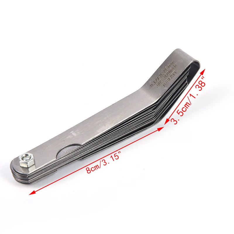 1 set for 16 Blades Feeler Gauge 0.05 to 1mm Thickness Curved Stainless Steel Gap M additional angle