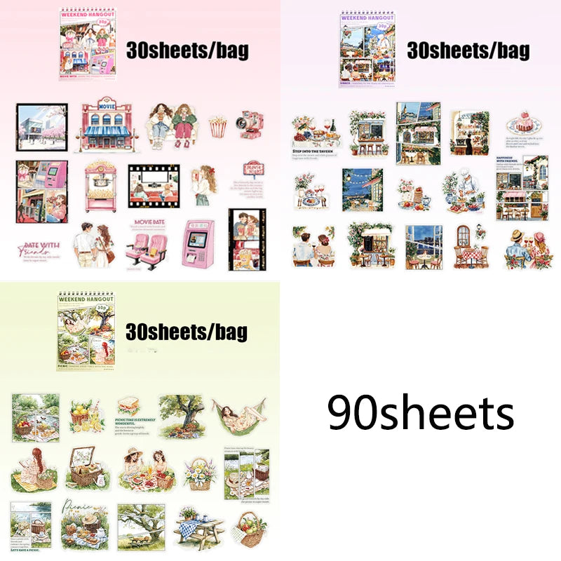 Cartoon PET Sticker Packs for DIY Crafts | 90-Piece Set alternate view