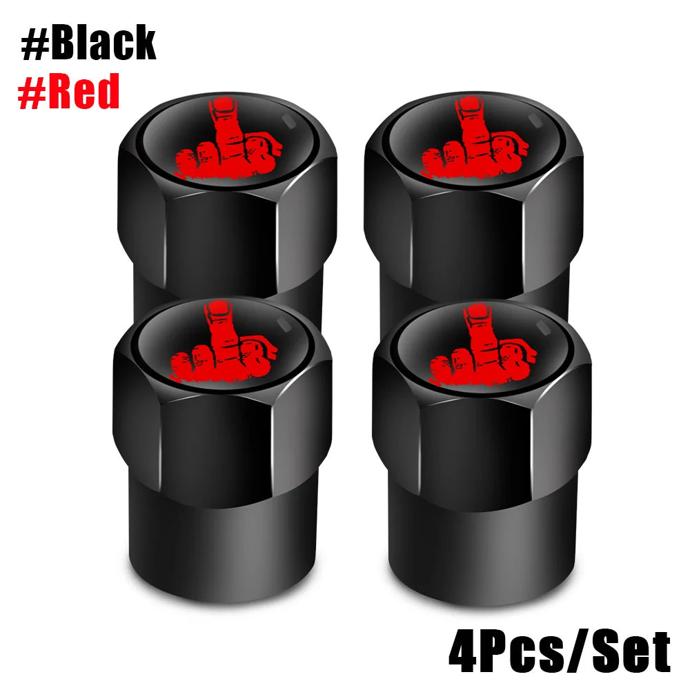 Red Skull Logo Valve Caps 4 Pcs Aluminum Alloy Tire Stem Covers alternate view