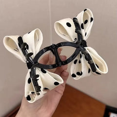 1/2pcs Dot Bow Hair Clip Polk for Women Elegant Temperament Shark Clip Fashion Girl Ponytail Clip