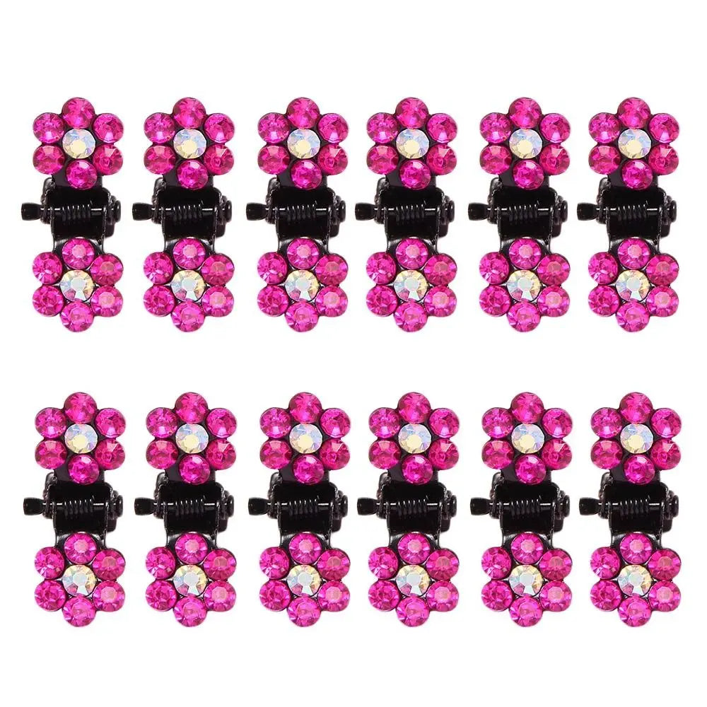 12Pcs Fashion Small Cute Crystal Flowers Metal Mini Hair Claws Hair Clips Girls Hairs alternate view
