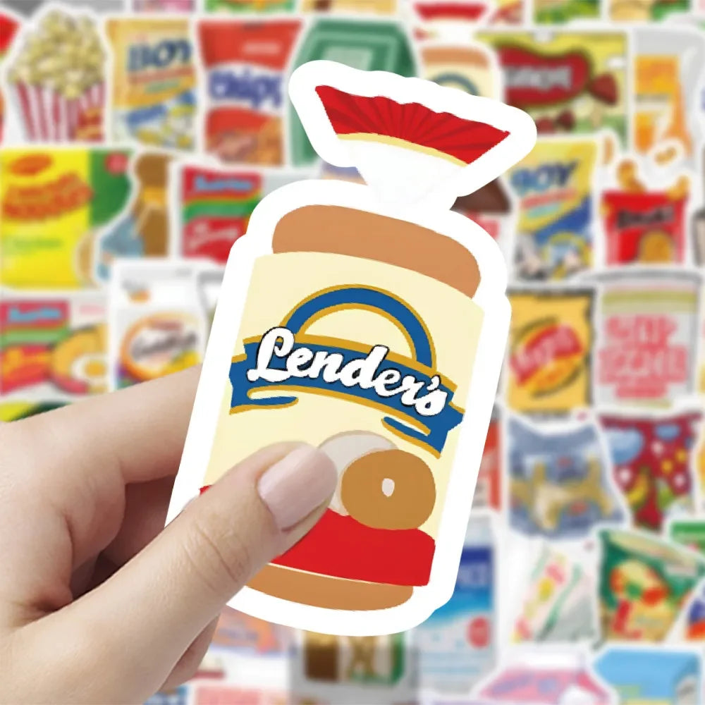 59PCS Classic Snacks Graffiti Stickers | Waterproof Decals for Laptop Skateboard Bicy lifestyle view
