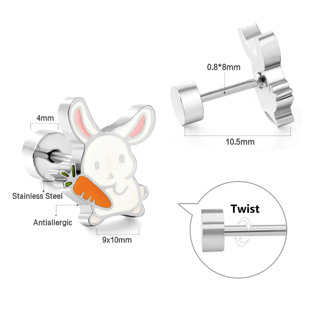 Cute Acrylic Animal Stud Earrings | Surgical Steel Hypoallergenic Earrings for Wome additional angle