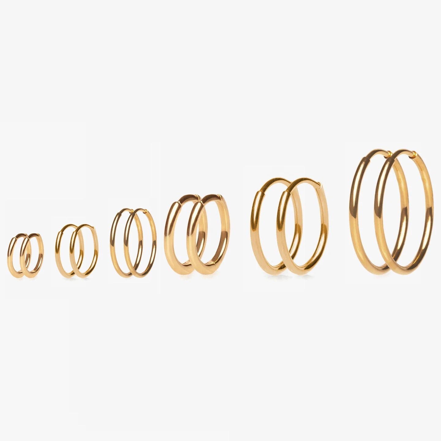 Gold Hoop Earrings for Women | Stainless Steel Round Huggies detail view