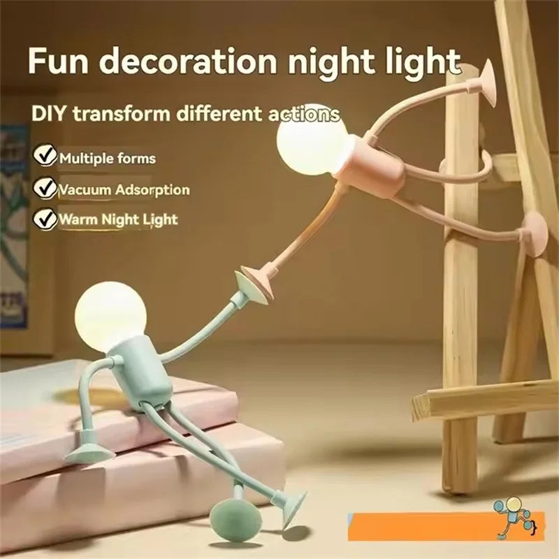 Poseable Athlete Night Light | Funny Bendable Sportsman LED Desk Lamp close-up view