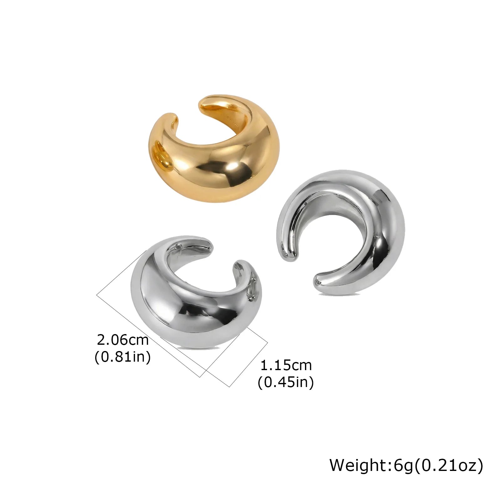 No Piercing Ear Cuff Set Silver-Gold Mixed Color Chunky Fluid Wave Clip On Earrings S lifestyle view