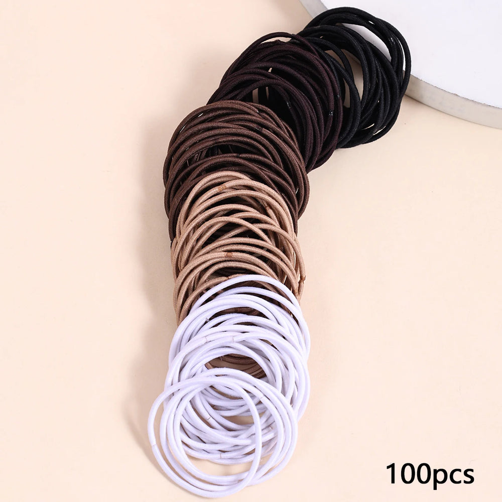 100PCS/Set Hair Ties Elastic Rubber Bands for Women Men Thin Hair Rubber Bands Ponyta alternate view