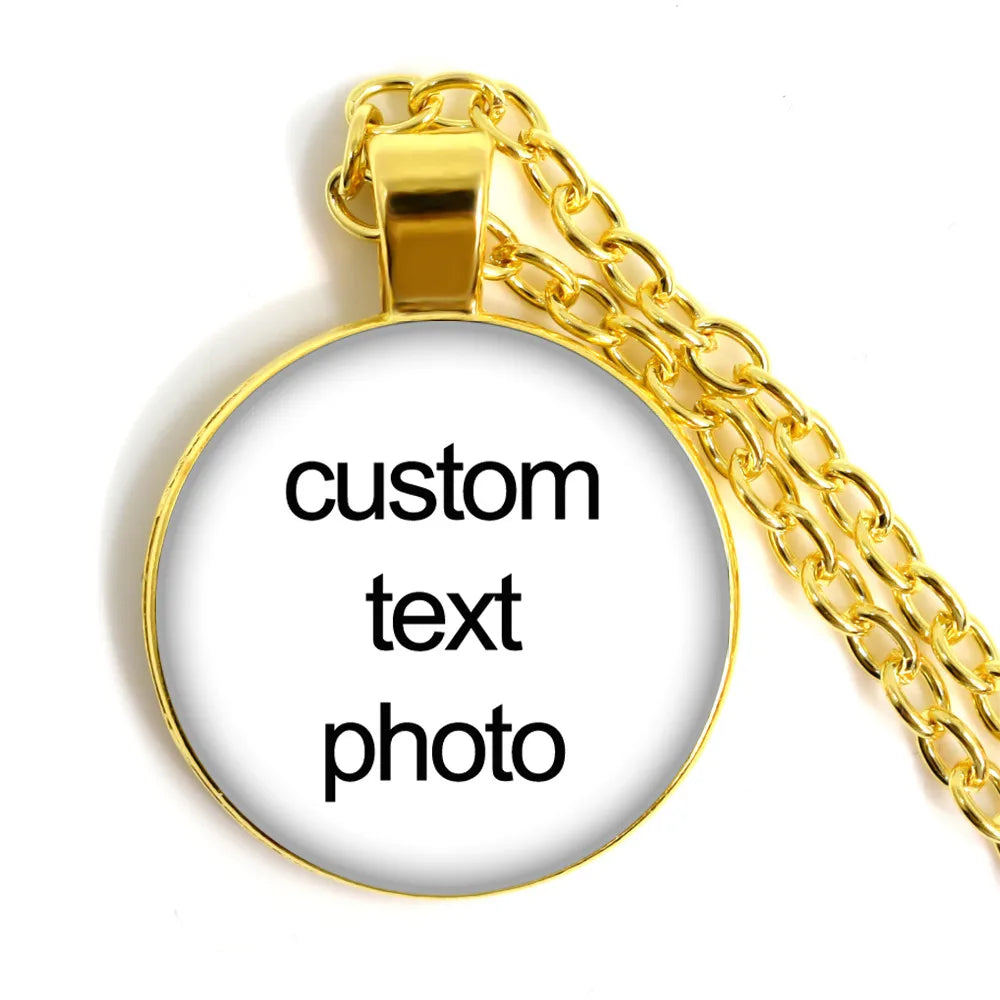 Custom Photo Necklace Crystal Angel Wing Personalized Glass Cabochon Pendant Necklace lifestyle view