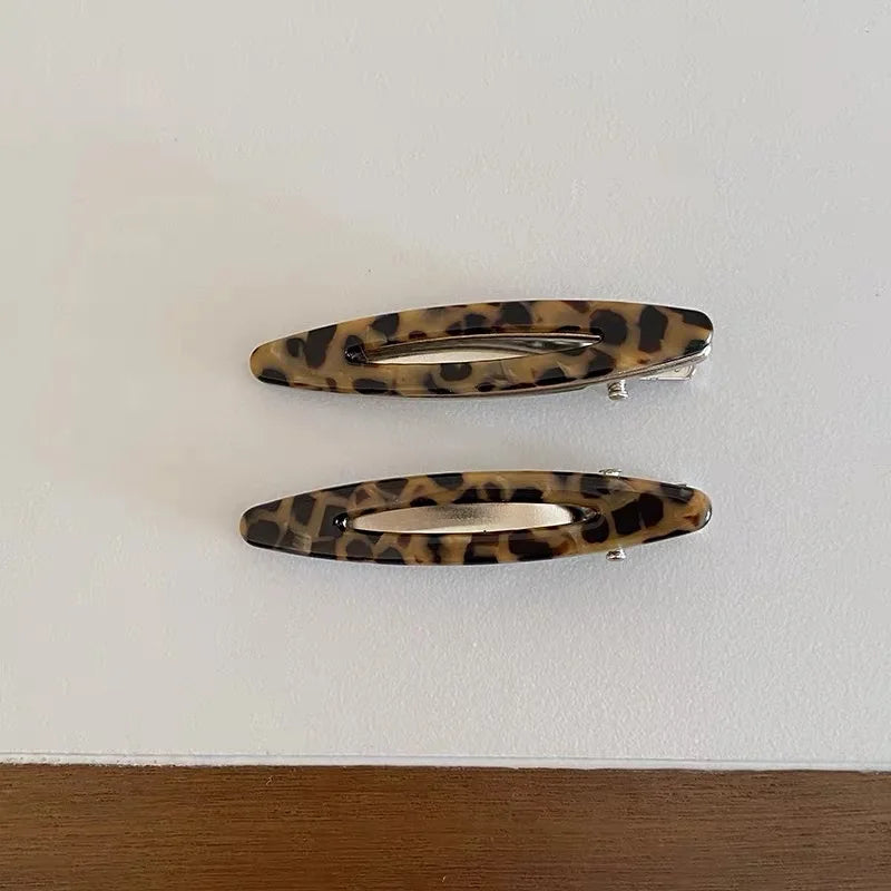 2pcs/set Acetate Hair Clips Hollowed Oval Geometric Barrettes Side Pins Hairpin Women Hair Accessories