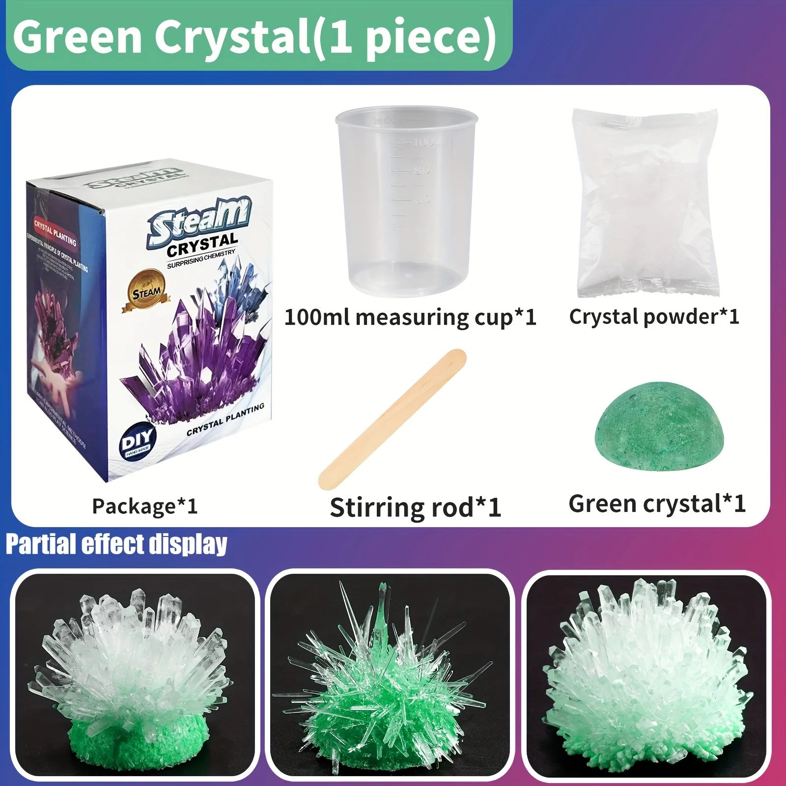 Science education toys, crystal growth and planting, educational puzzle toys, DIY crys close-up view