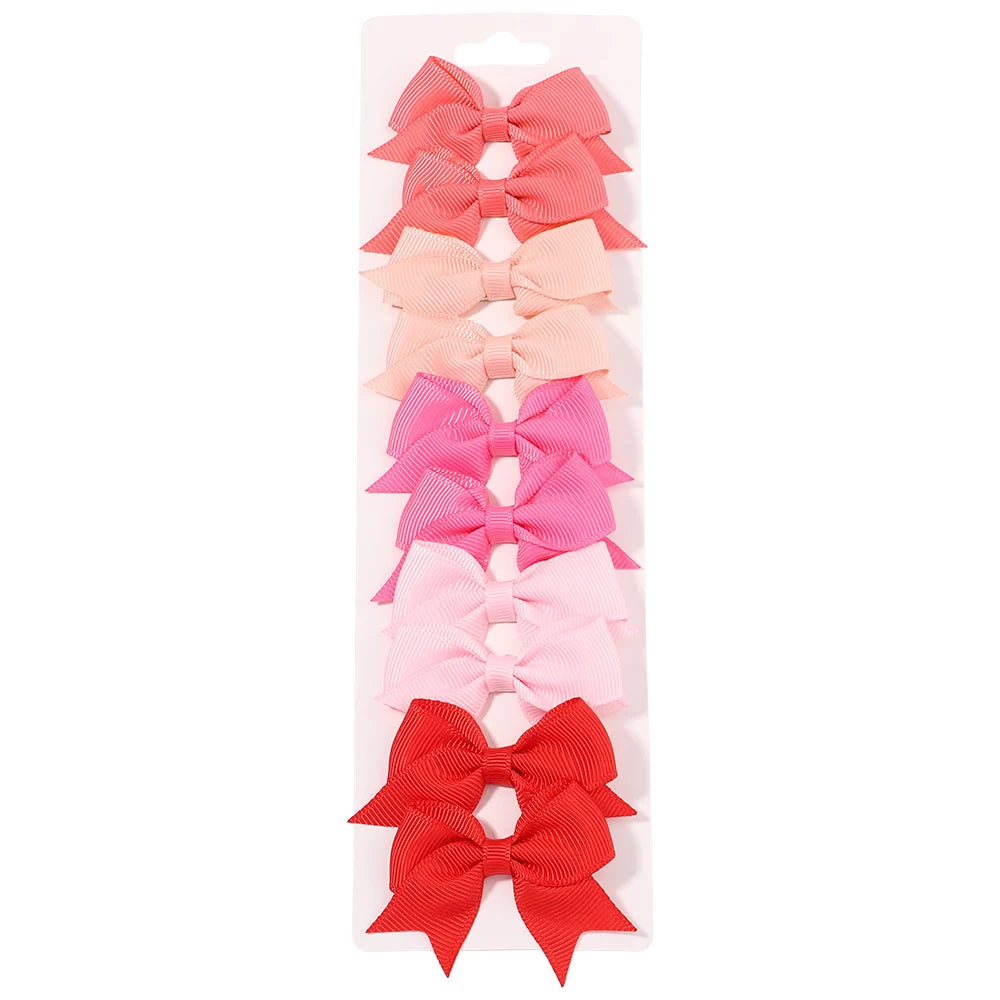 10Pcs/Set New Cute Solid Ribbon Bowknot Hair Clips for Baby Girls Handmade Bows Hairp alternate view