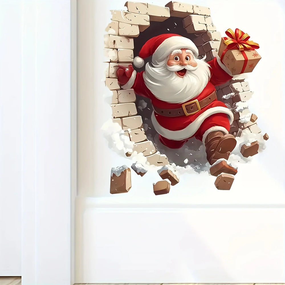 Santa Claus Wall Decal | Self-Adhesive Christmas Vinyl Sticker lifestyle view