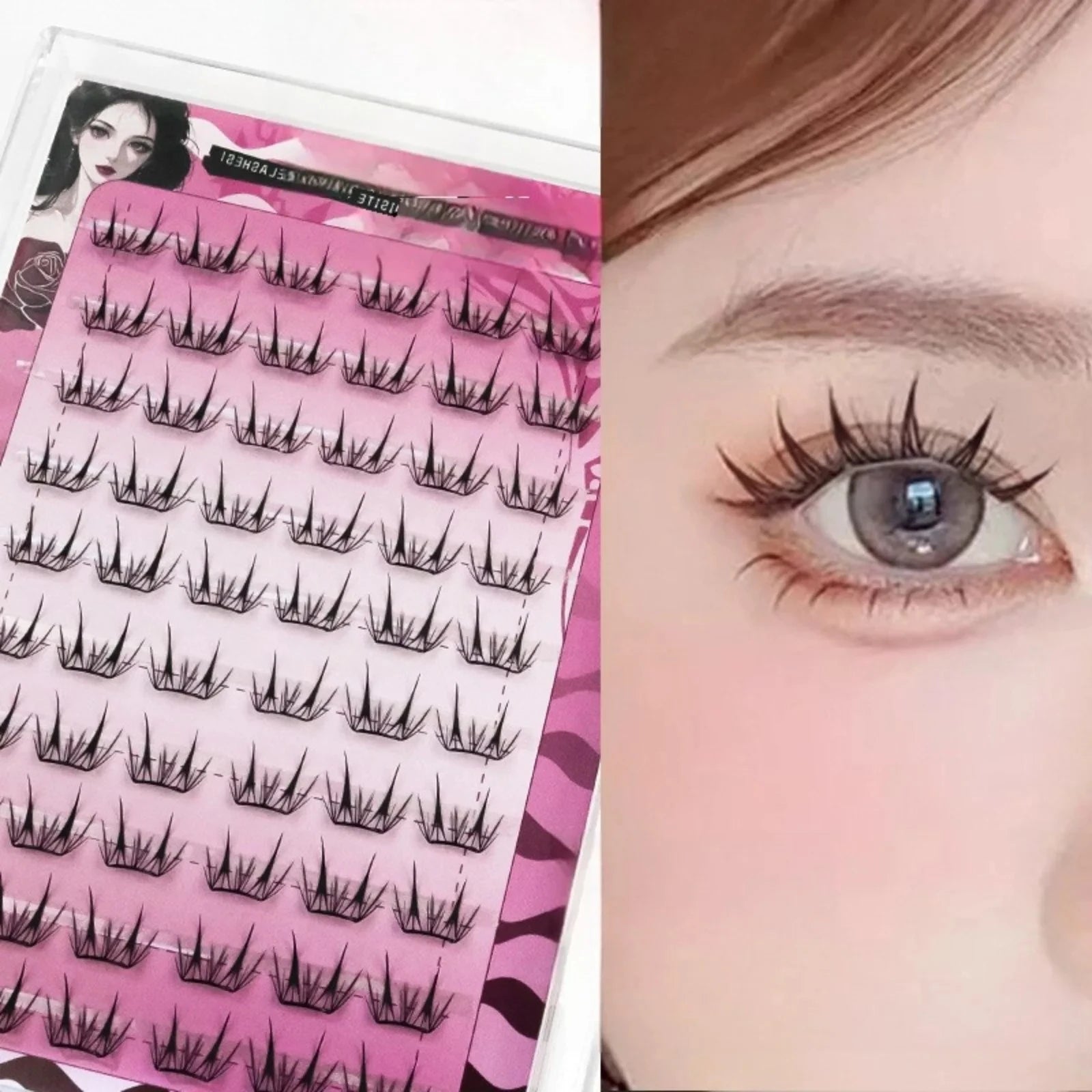 Self Adhesive Cluster Lash Extensions No Glue Needed Fluffy Manga Individual Lashes Reusable False E