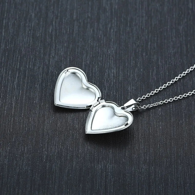 Vnox Light Heart Locket Pendants for Women Men Openable Photo Frame Glossy Stainless lifestyle view
