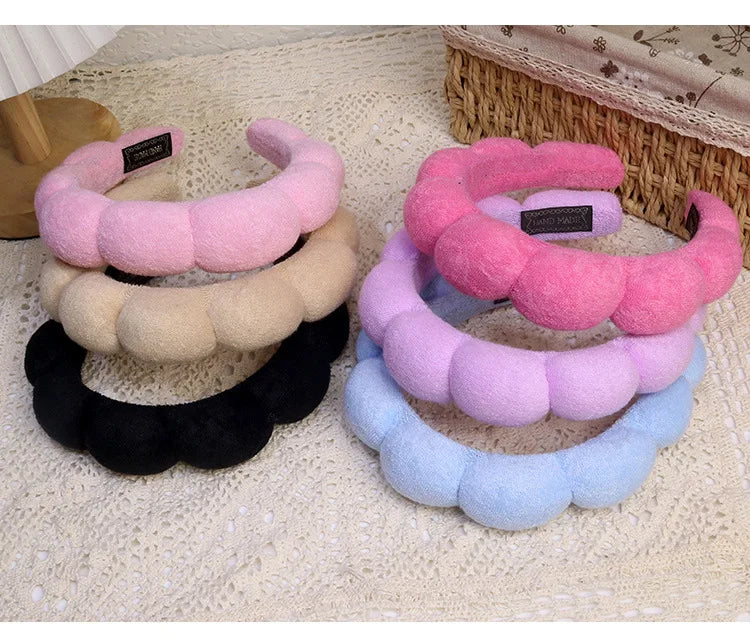 Fashion Microfiber Washing Wristbands Scrunchies Puffy Headband Spa Bubble Headband f lifestyle view