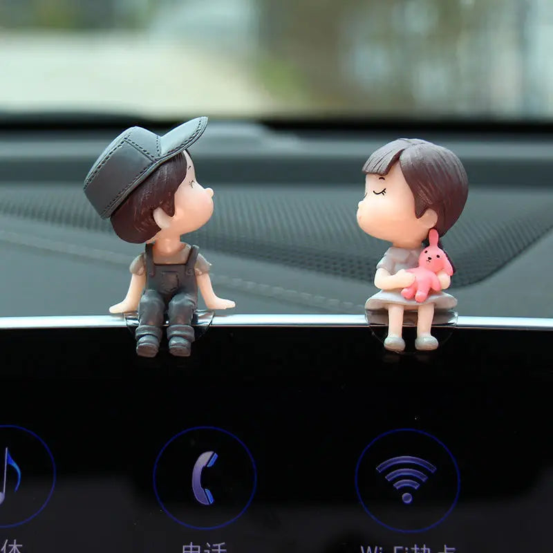 Cute Cartoon Couples Car Ornament Romantic Figurines Gifts detail view