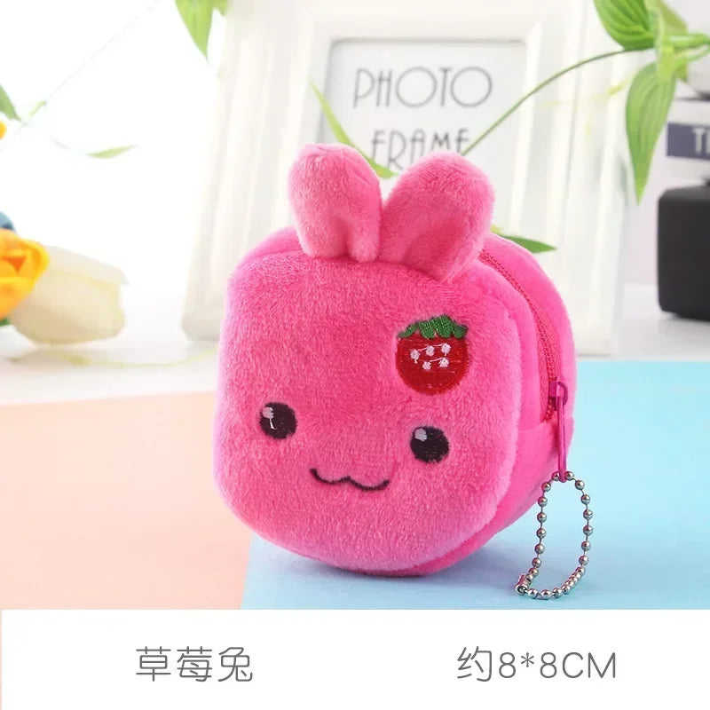Cute Animal Plush Coin Purse | Zipper Change Purse with Keychain Mini Wallet additional angle