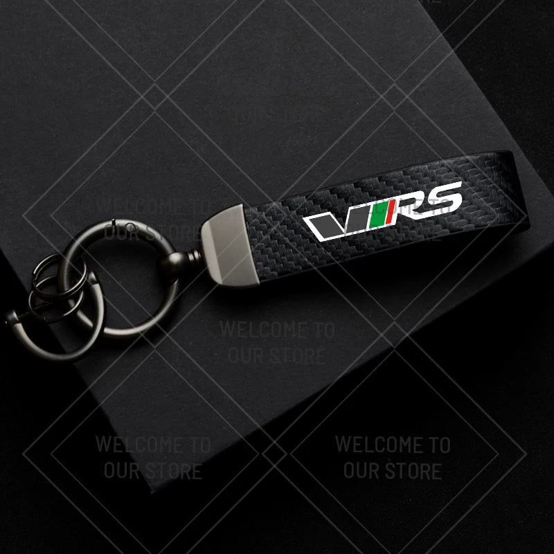 Skoda VRS Carbon Fiber Keychain | Car Emblem Key Ring for Citigo Kodiaq Yeti Rapid additional angle