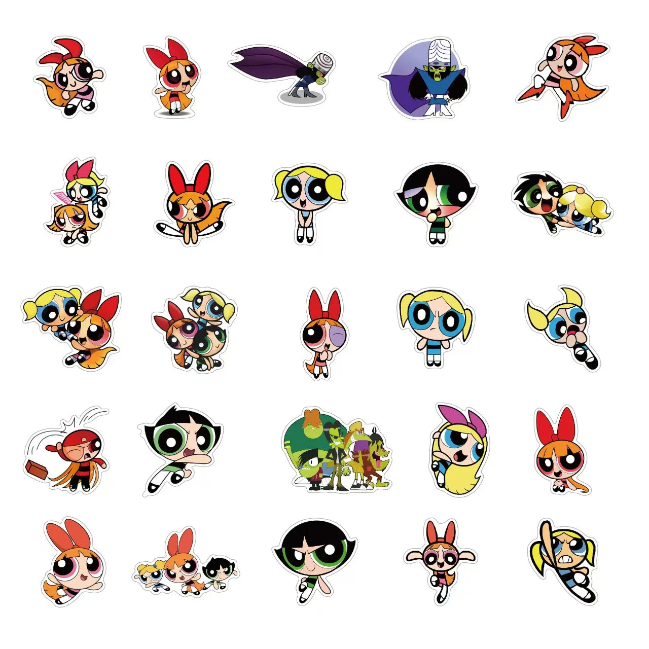 50 PCS Powerpuff Girls Graffiti Waterproof Sticker Set | Luggage, Laptop, Helmet Decor close-up view